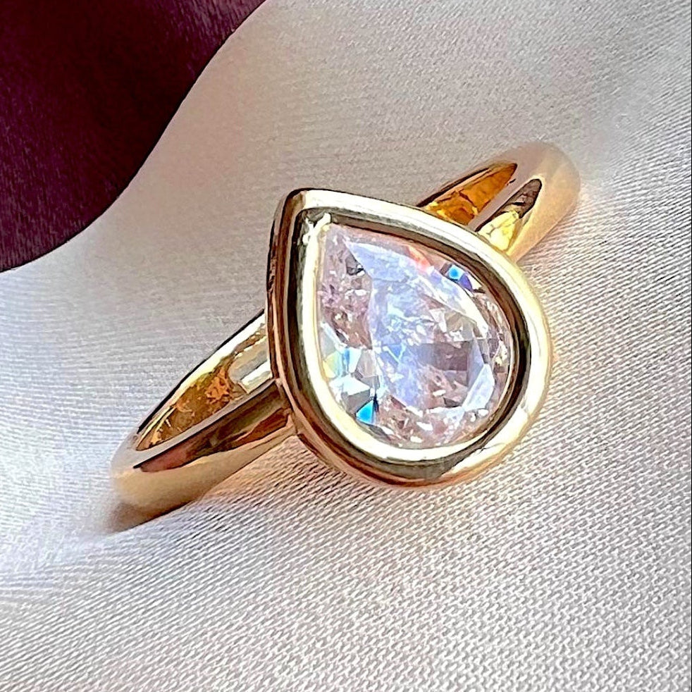 TFC Invert Drop Gold Plated Ring