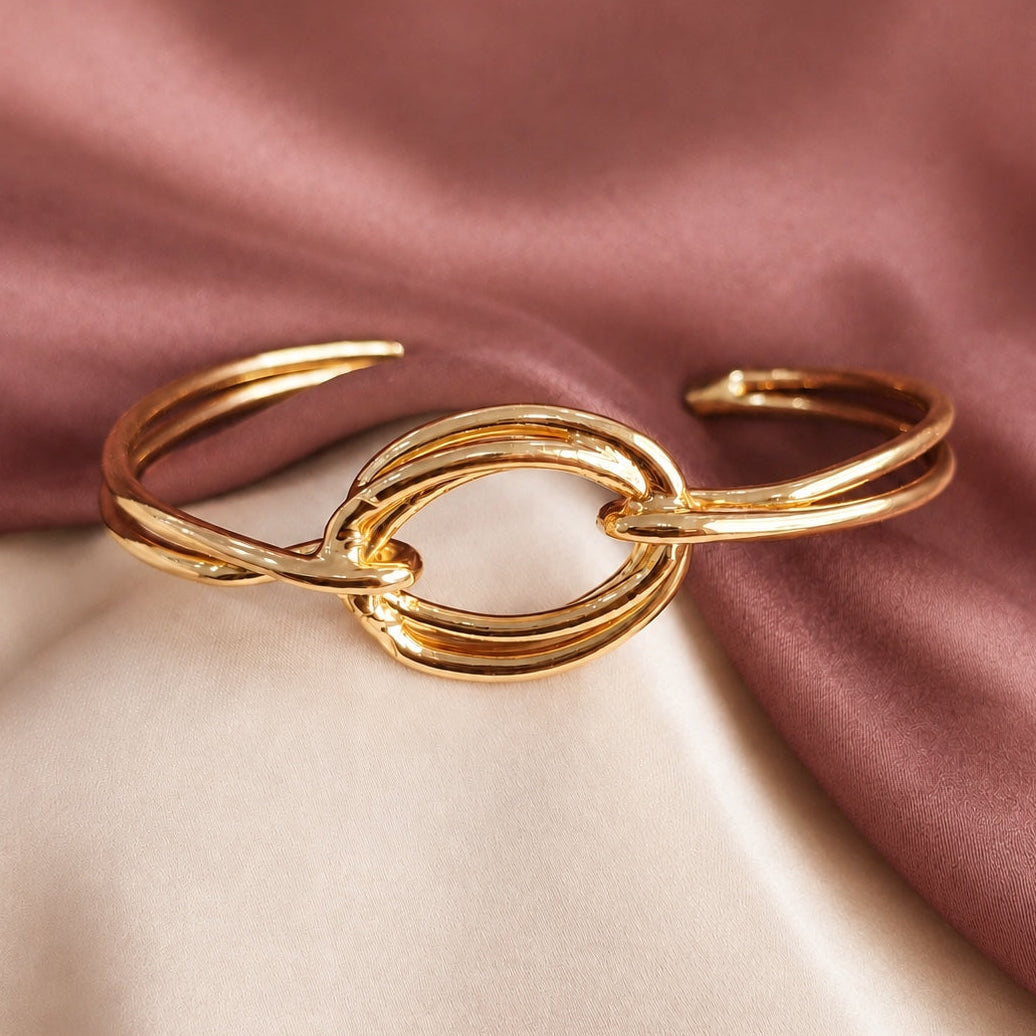 TFC Adjustable Oval Link Gold Plated Bracelet Cuff