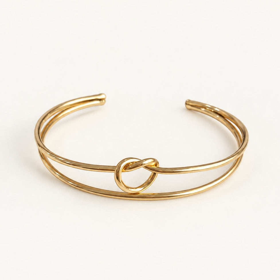 TFC Adjustable Knot Line Gold Plated Bracelet Cuff