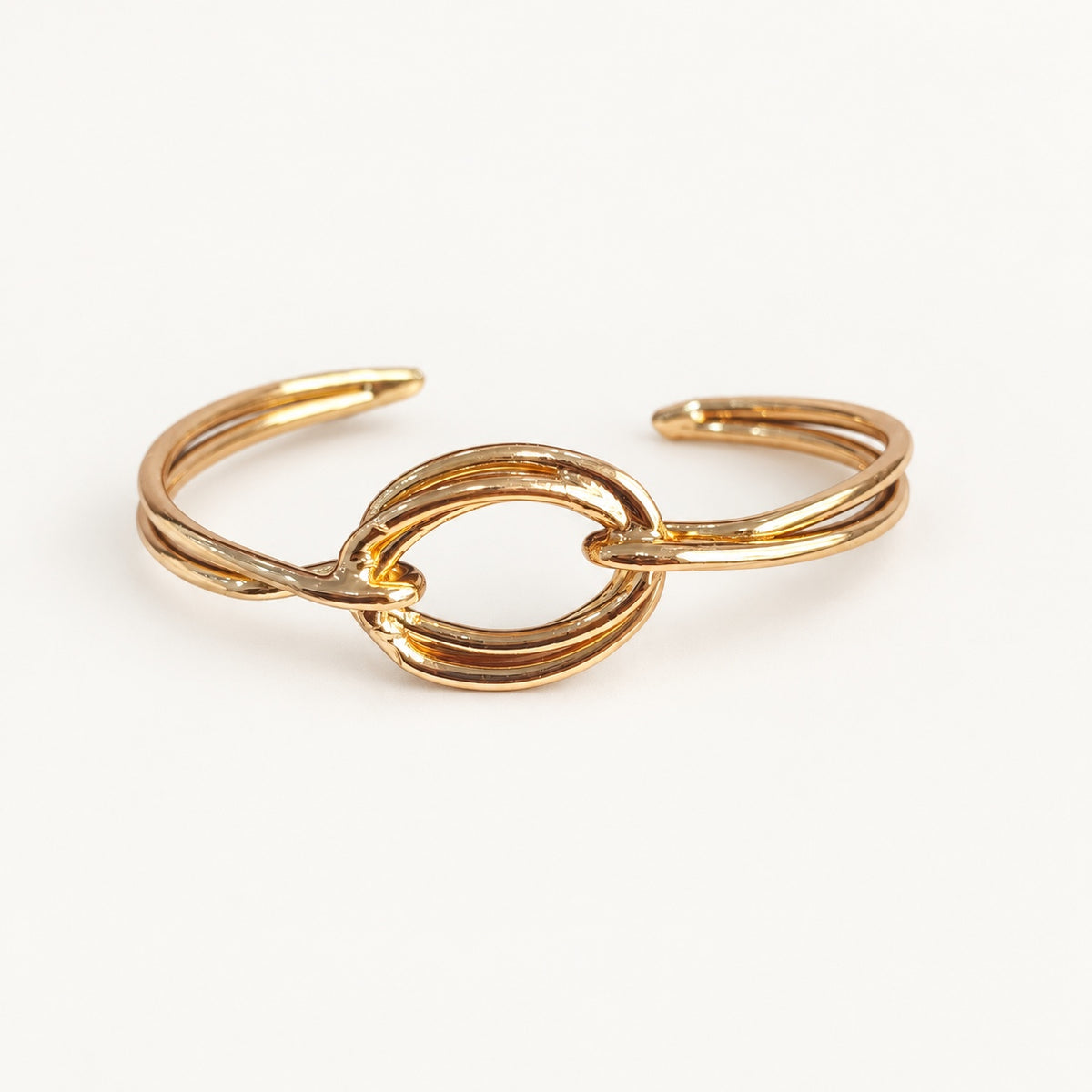 TFC Adjustable Oval Link Gold Plated Bracelet Cuff
