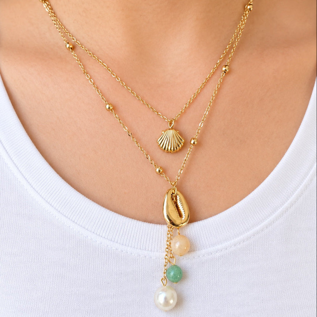 TFC Seaside Treasures Gold Plated Layered Necklace