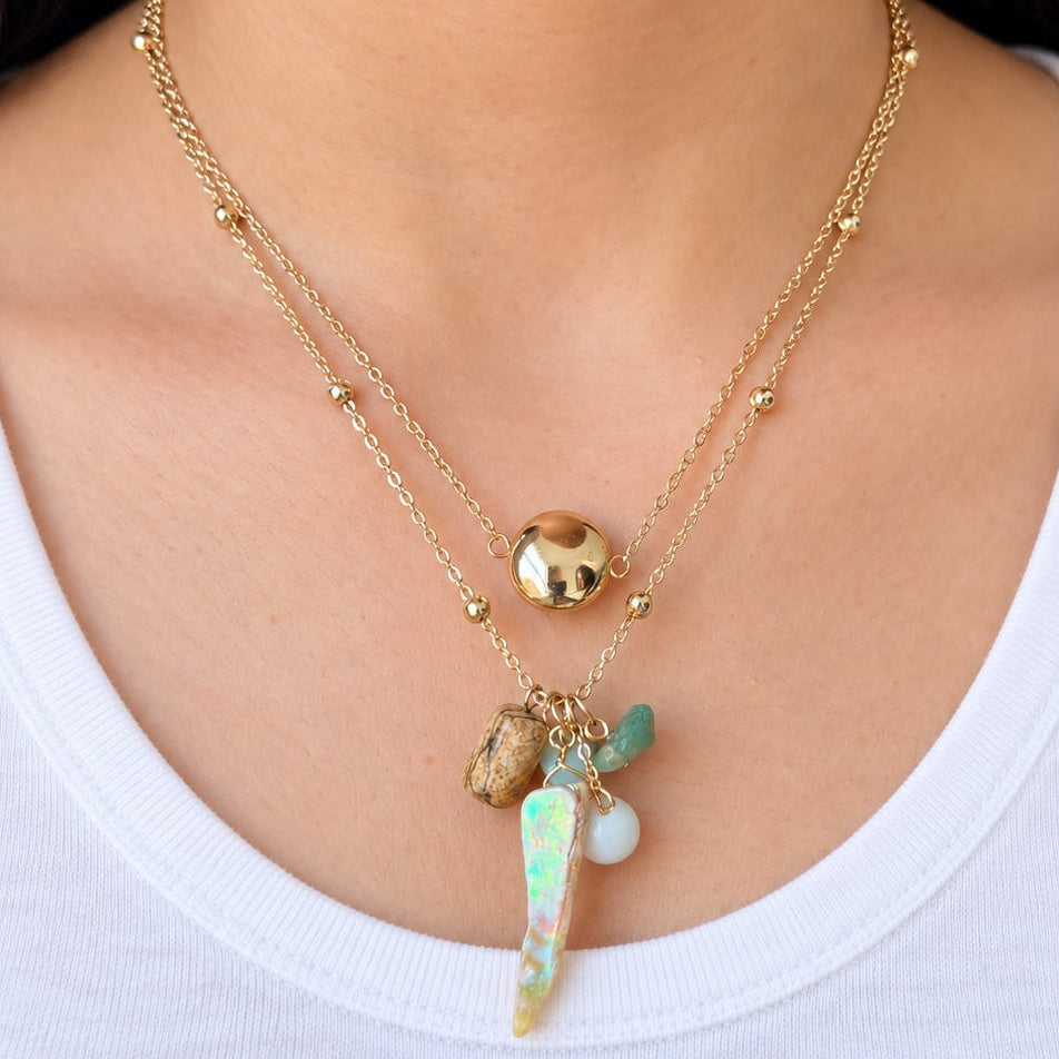 TFC Ocean Gems Gold Plated Layered Necklace