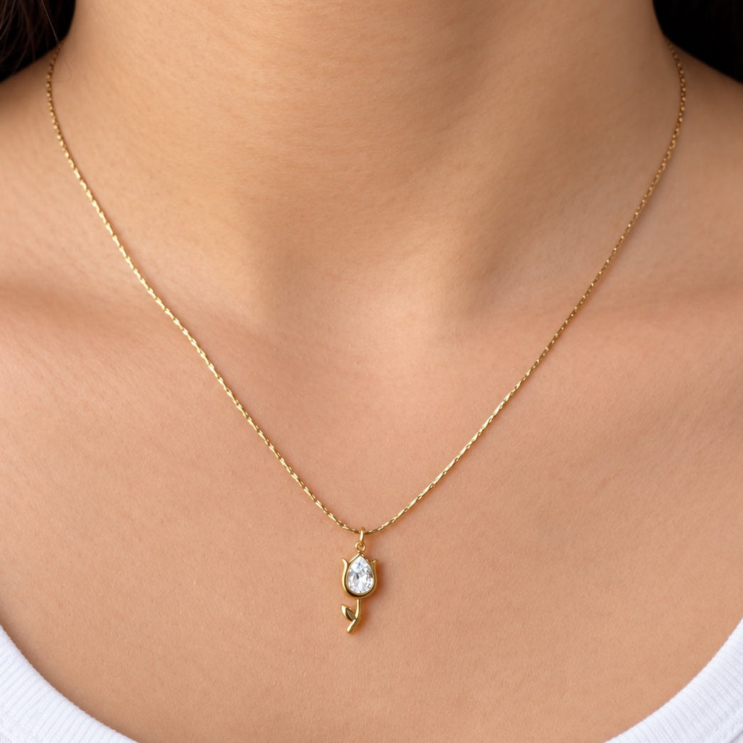 TFC Tiny Rose Treasure Gold Plated Pendant Necklace