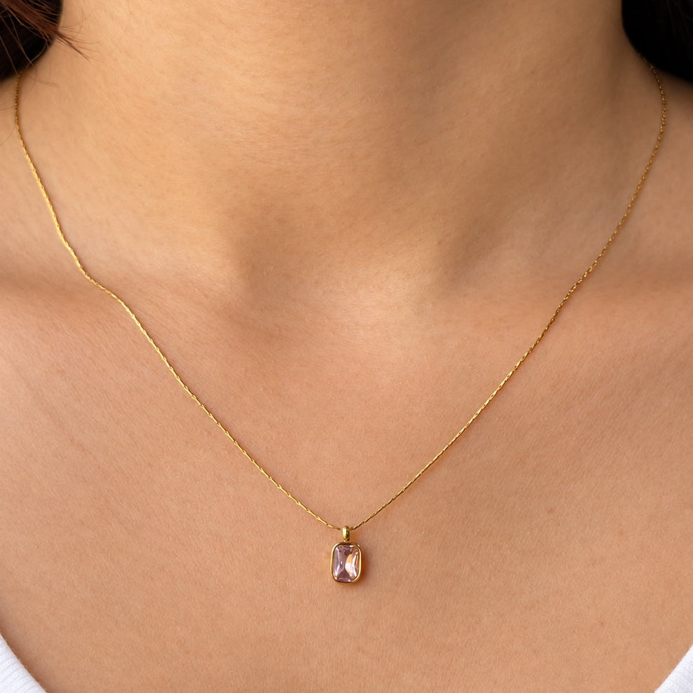 TFC Blush pink Shine Gold Plated Pendant Necklace