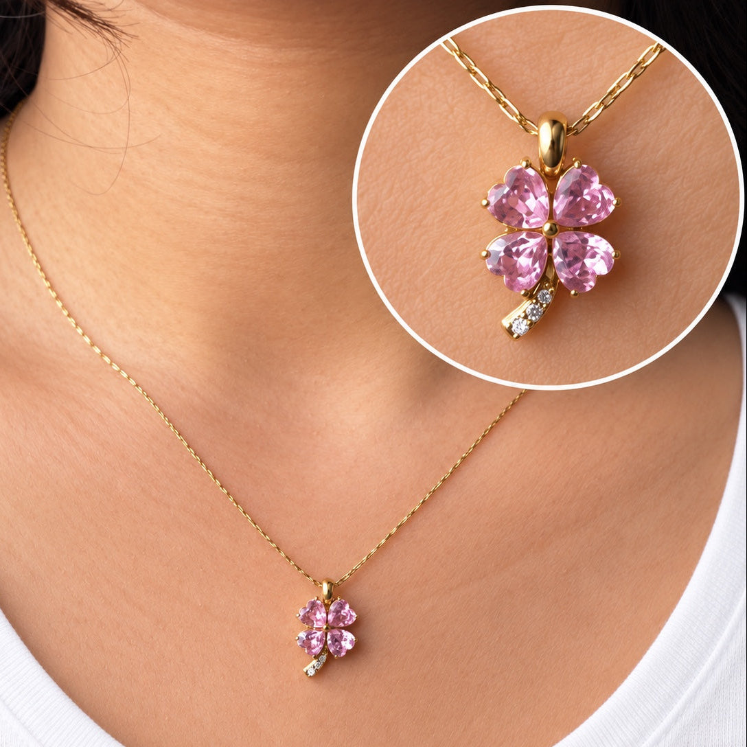TFC Rosy leaf Flower Gold Plated Pendant Necklace
