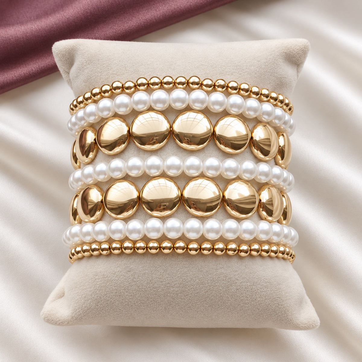 TFC Flat Coin Gold Plated Bracelet (set of 7)