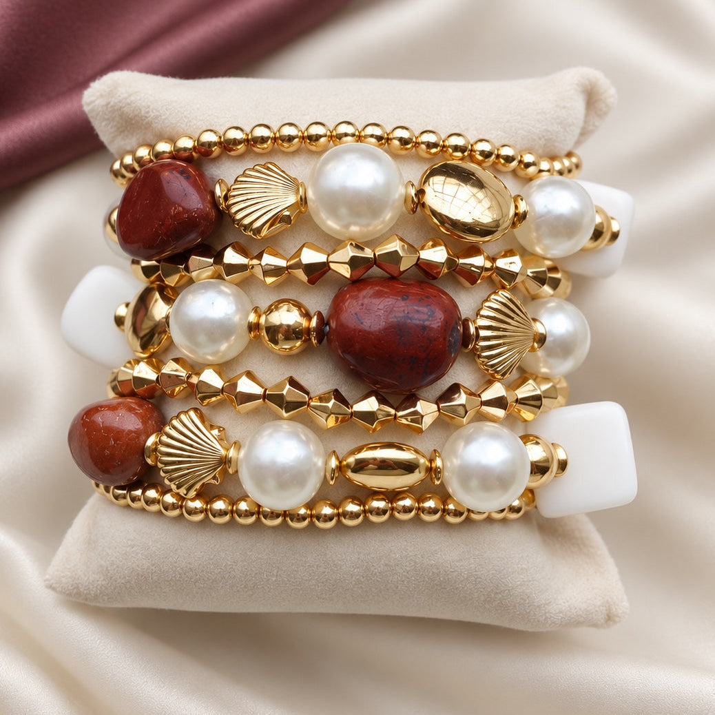 TFC Wine Elegance Tone Gold Plated Bracelet (set of 7)