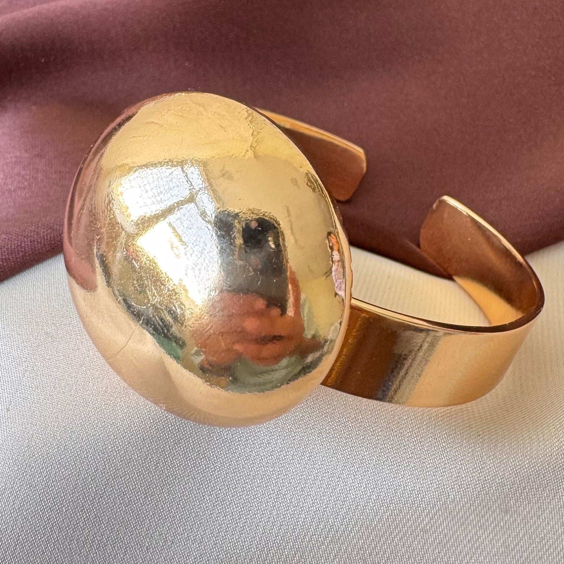 TFC Adjustable Big Circle Gold Plated Ring