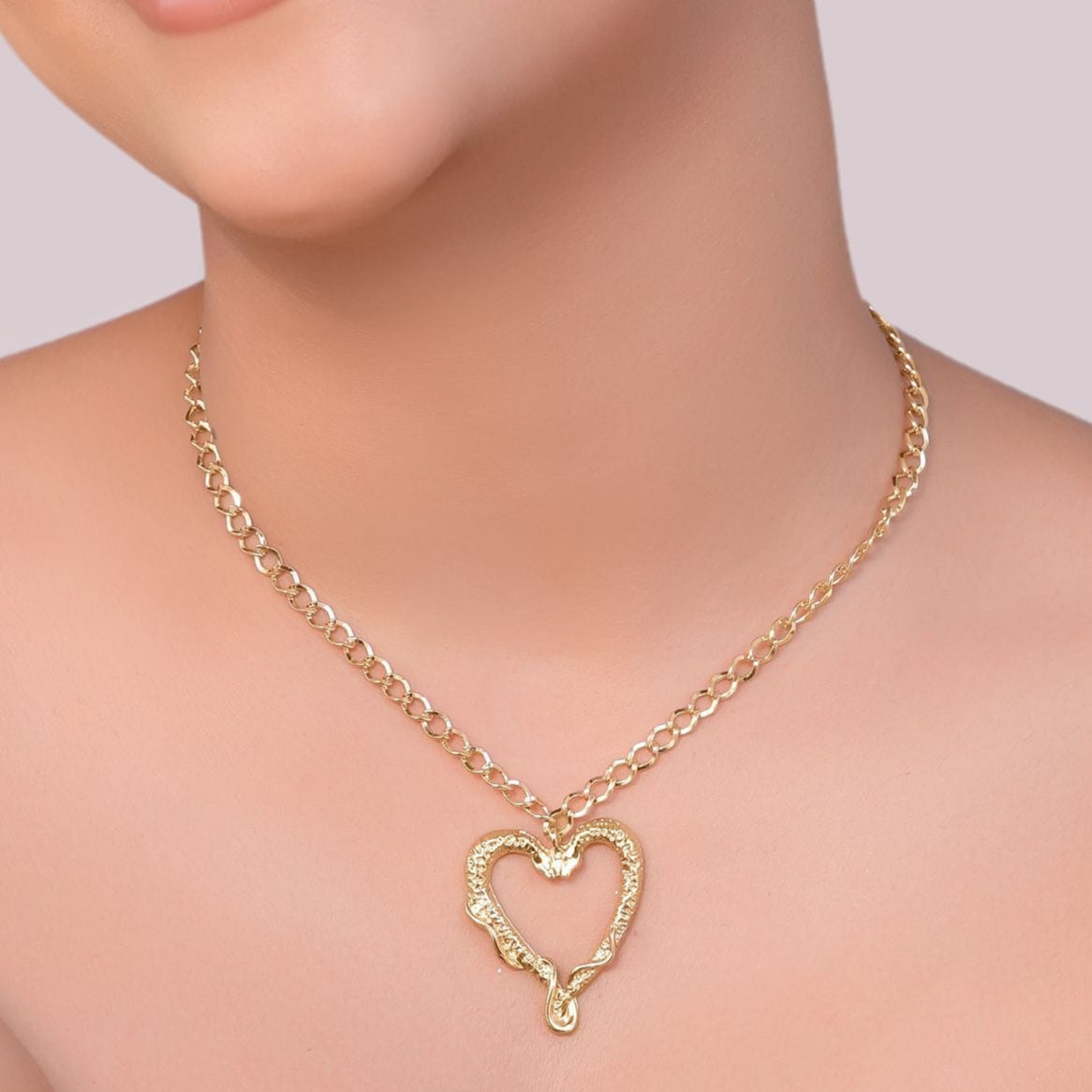TFC Diamond Heart Gold Plated Pendant Necklace