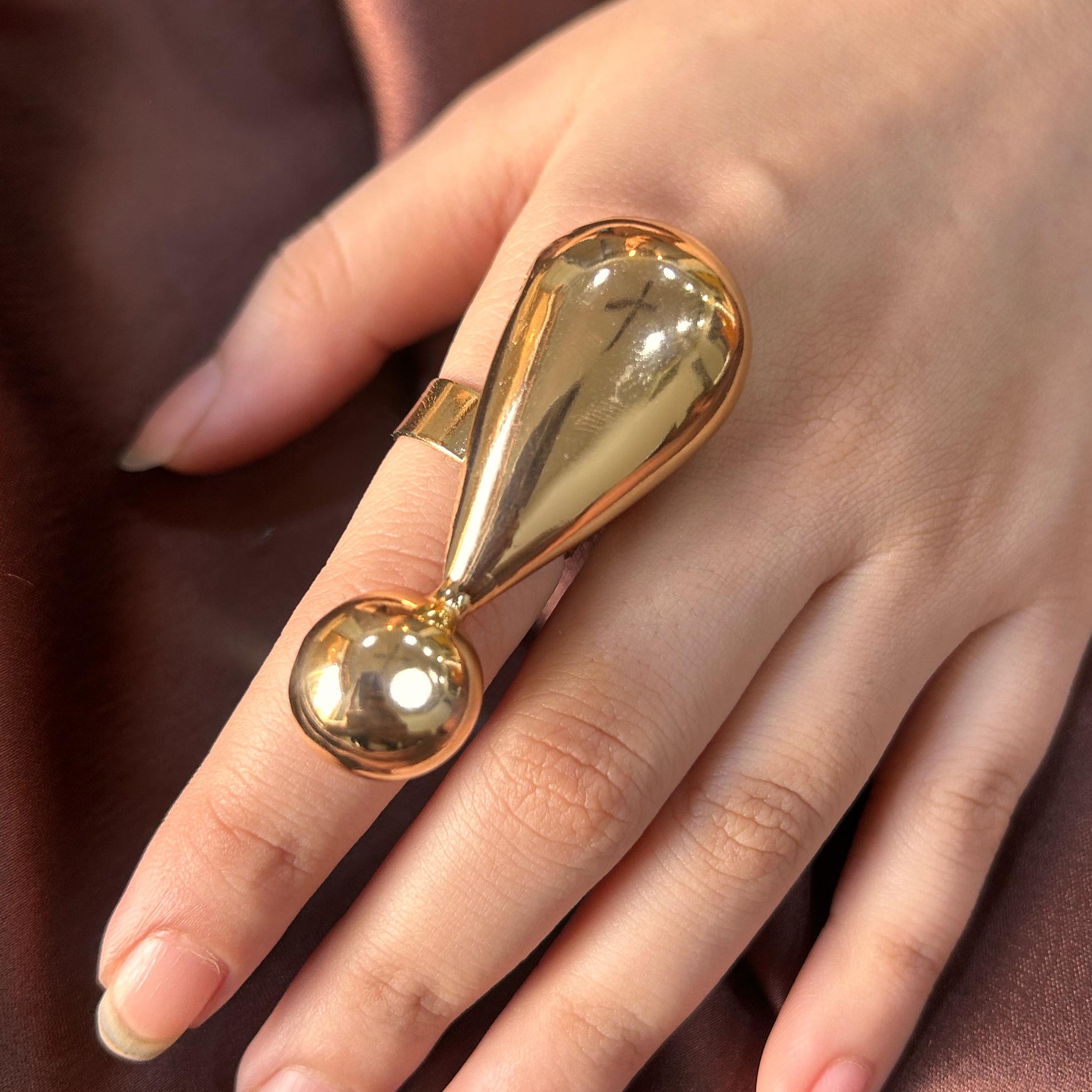 TFC Adjustable Statement Gold Plated Ring