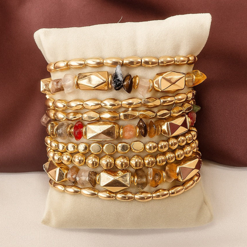TFC Brick Uncut Gold Plated Bracelet (set of 9)