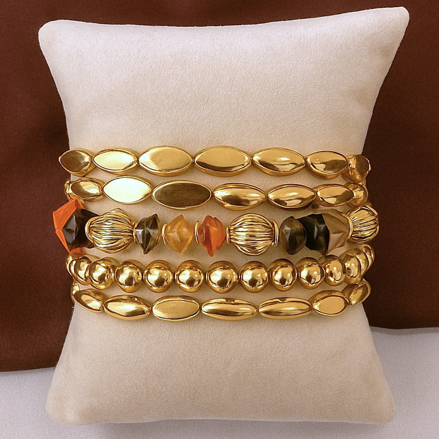 TFC Dazzling Uncut Gold Plated Bracelet (set of 5)