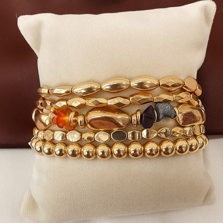 TFC Jazzy Uncut Gold Plated Bracelet (set of 5)