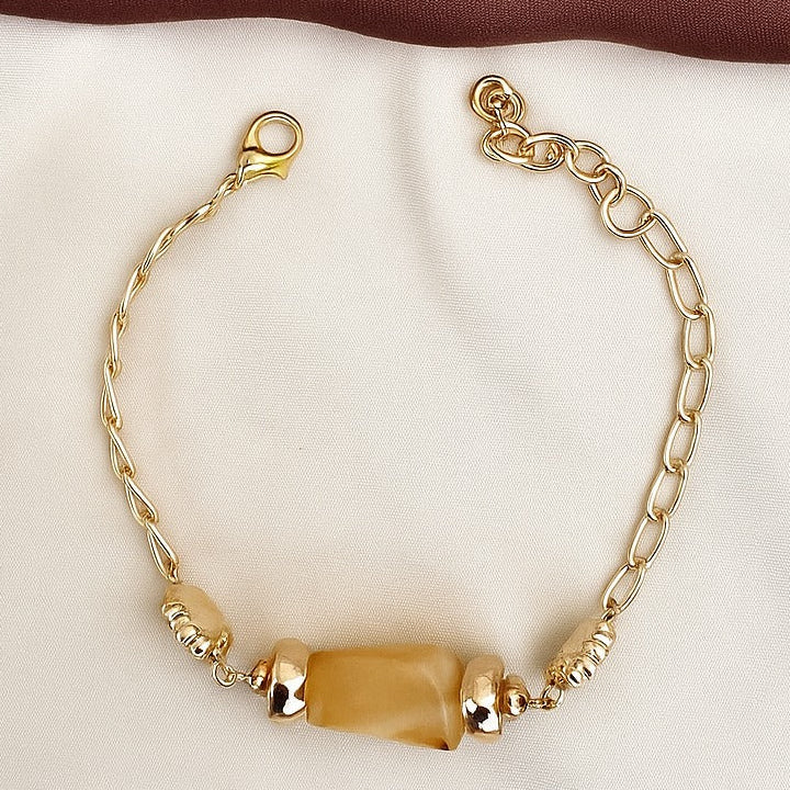 TFC Cylinderical Bead Gold Plated Chain Bracelet