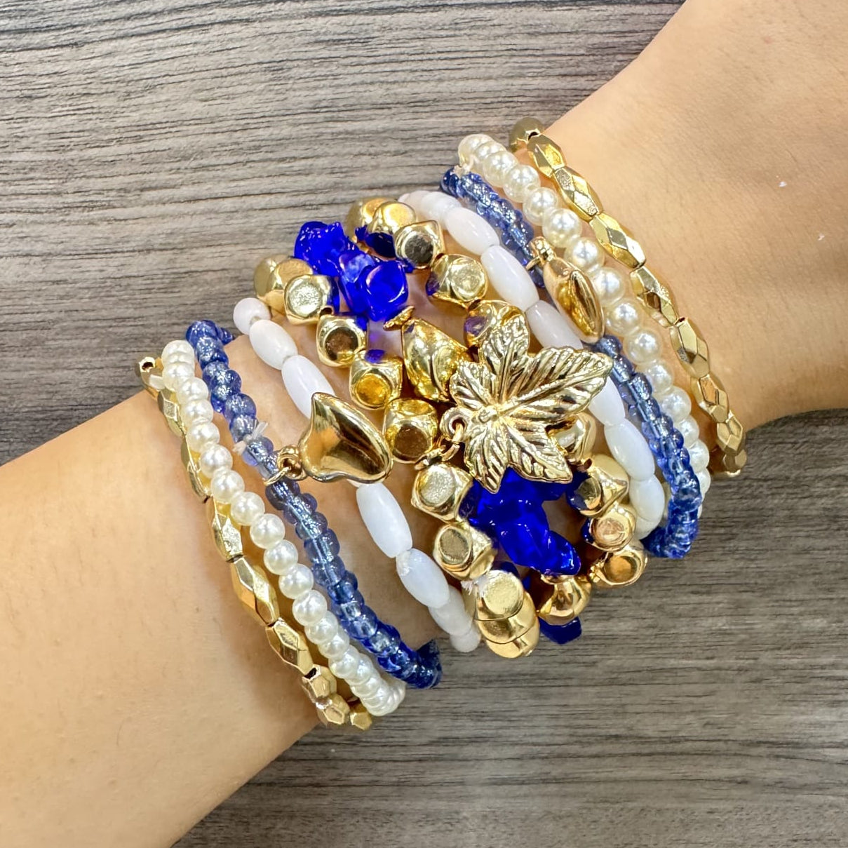 TFC Bluiesh Bead Gold Plated Bracelet (set of 11)