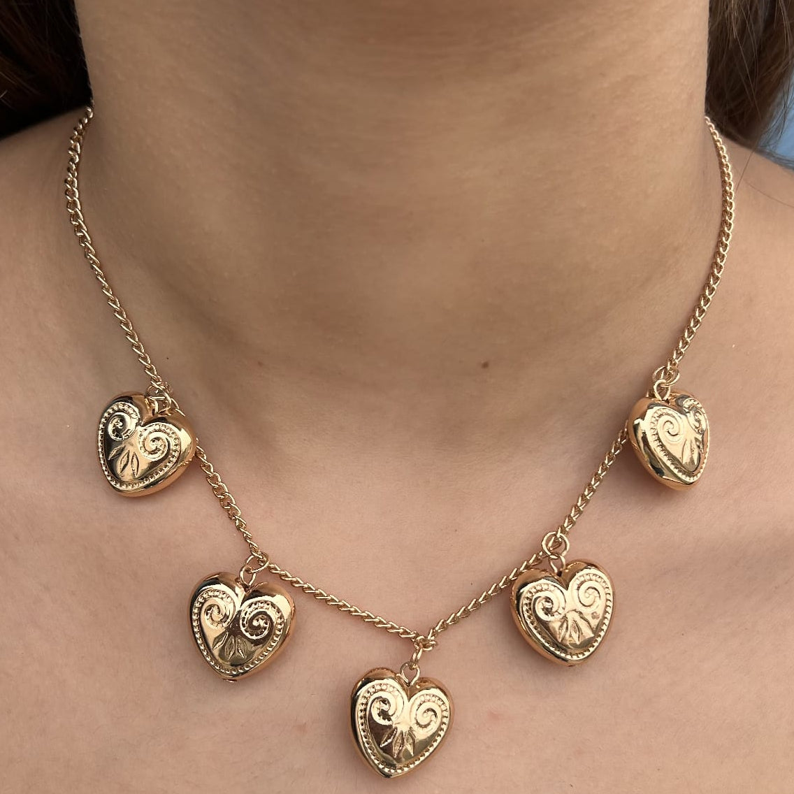TFC HeartFull Charm Gold Plated Necklace