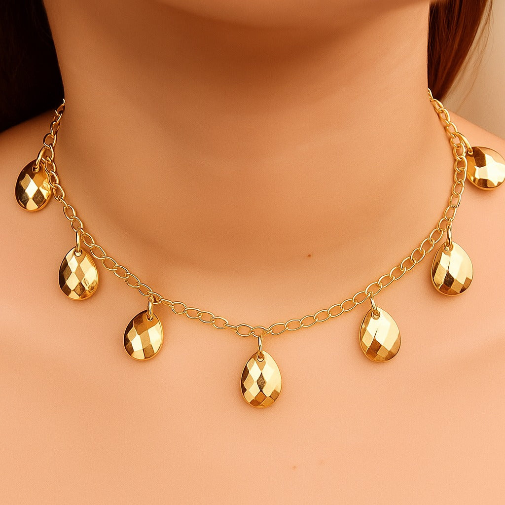 TFC Crafted Drop Charm Gold Plated Necklace
