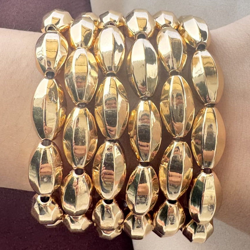 TFC Oval Bead Gold Plated Bracelet (set of 6)