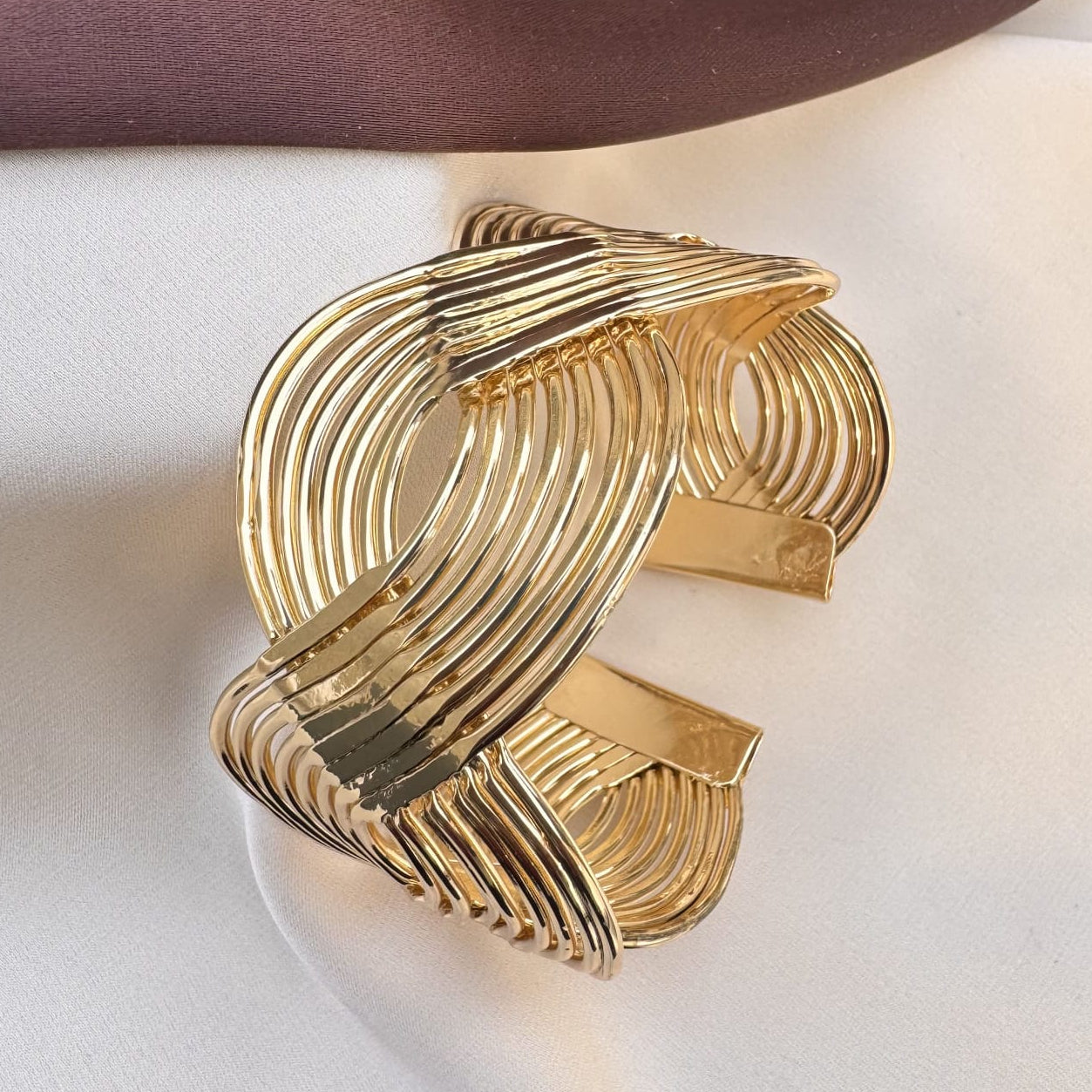 TFC Adjustable Over Swirl Gold Plated Cuff Bracelet
