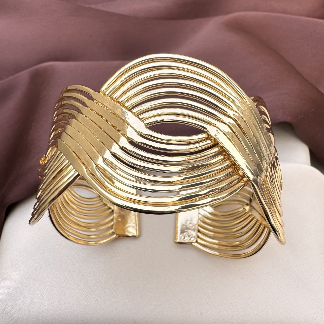 TFC Adjustable Over Swirl Gold Plated Cuff Bracelet