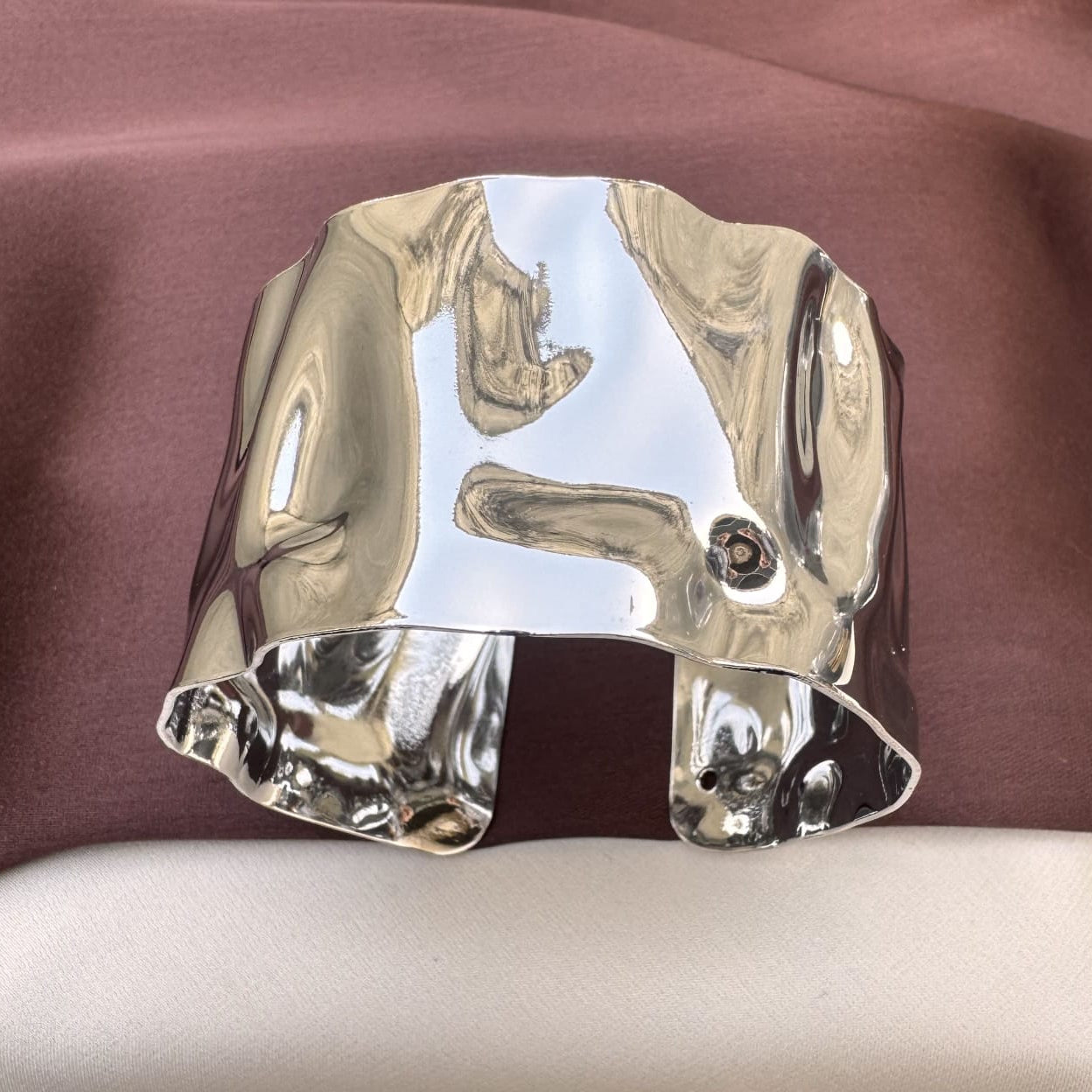 TFC Adjustable Shiny Silver Plated Cuff Bracelet