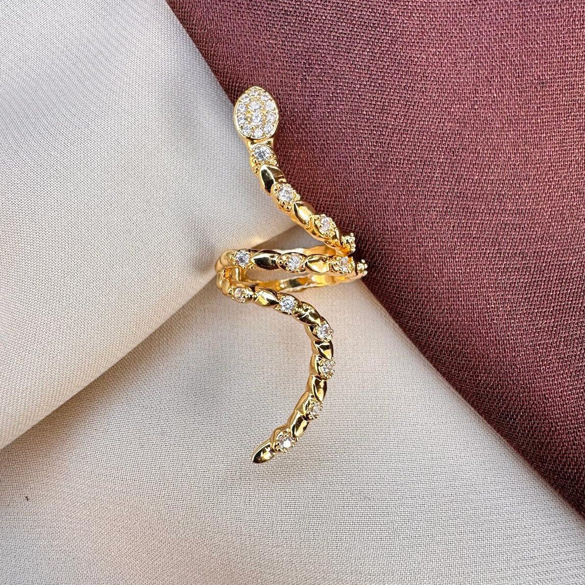 TFC Ear Cuff Stone Snake Gold Plated