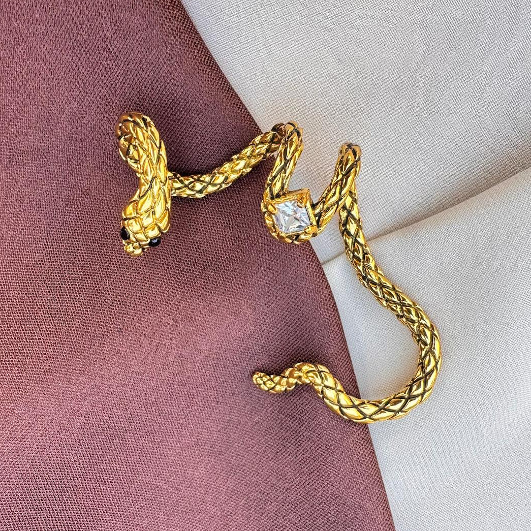 TFC Ear Cuff Snake Oxidised Gold Plated