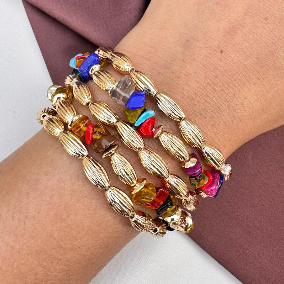 TFC Coloured Oval Gold Plated Bracelet (Set of 5)