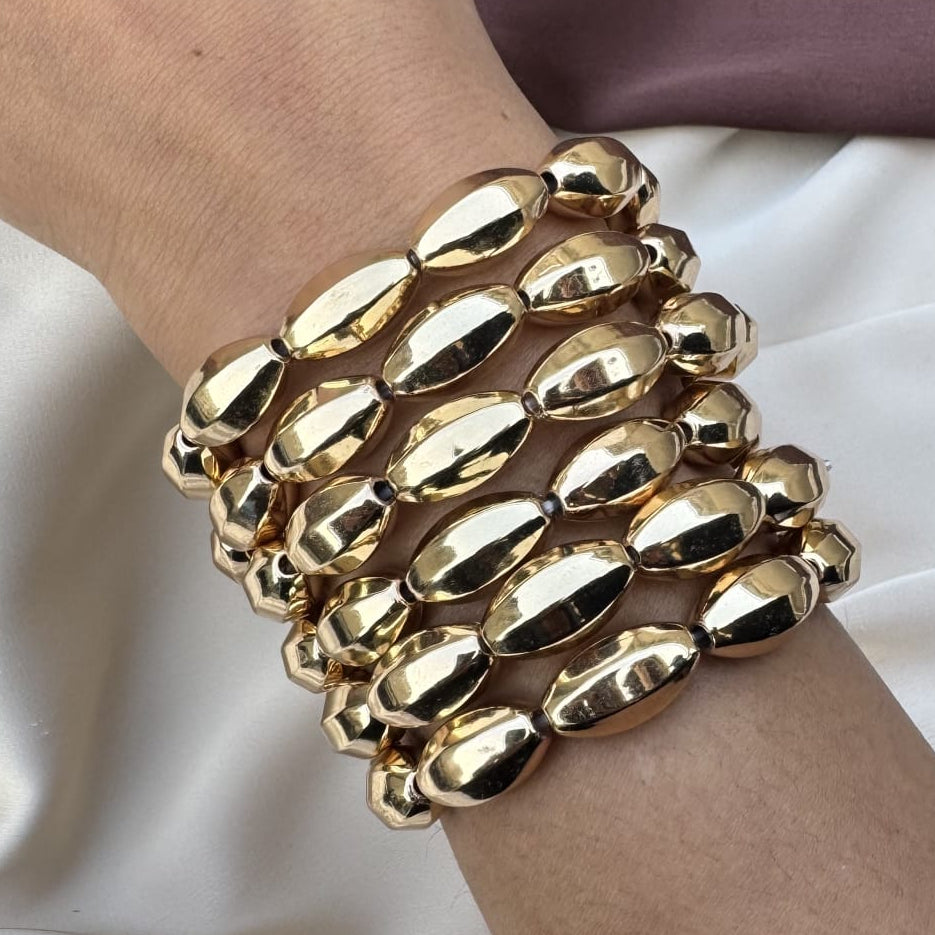 TFC Oval Bead Gold Plated Bracelet (set of 6)