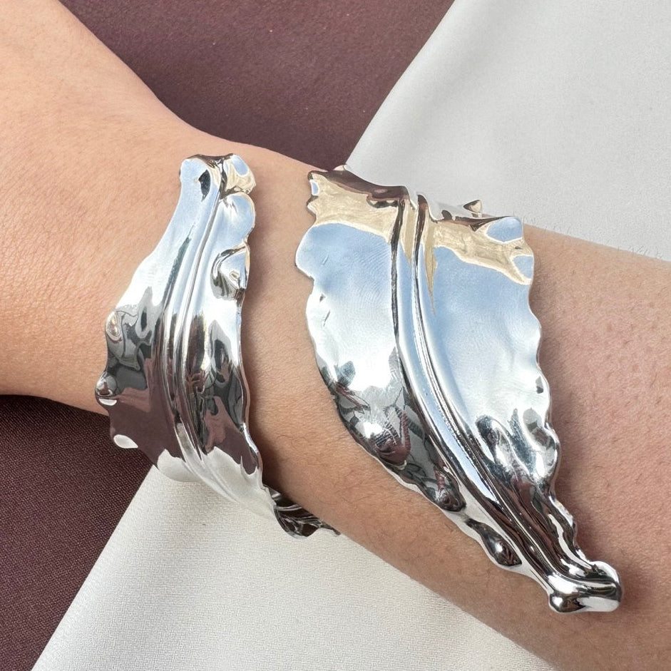TFC Flowing Leaf Silver Plated Cuff Bracelet