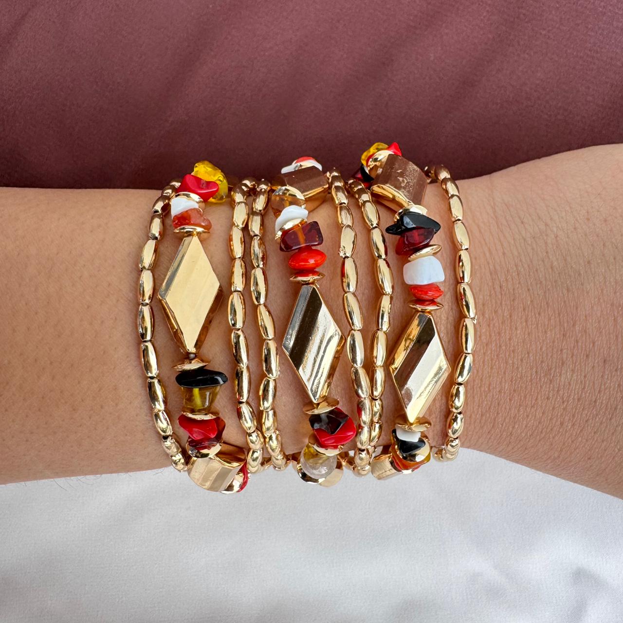 TFC Rainbow Diamond Gold Plated Bracelet (set of 9)