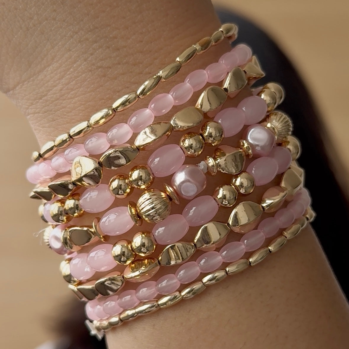 TFC PInkish Whisper Stack Bracelet Set of 9