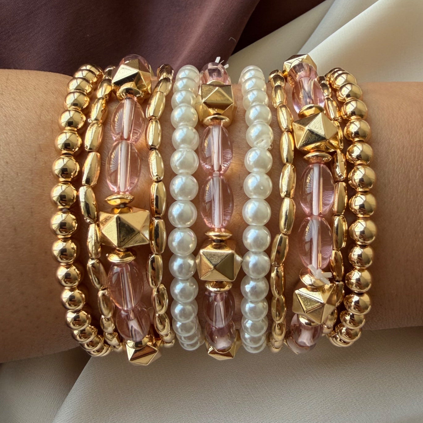 TFC Pink Girlies Gold Plated Bracelet (set of 13)
