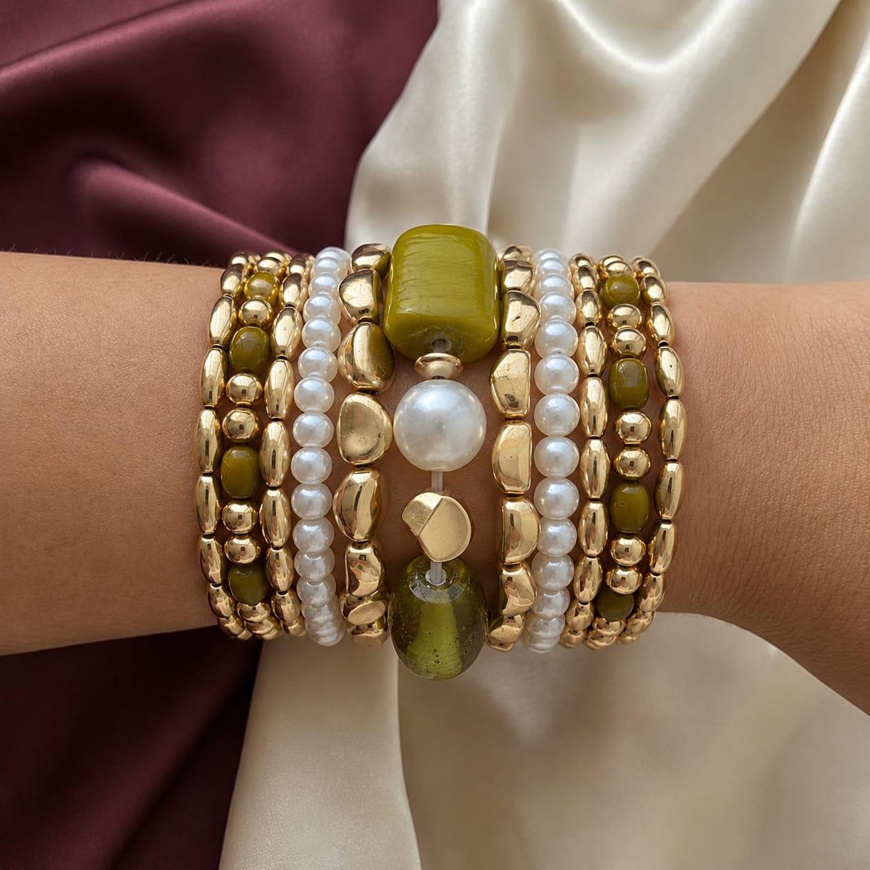 TFC Bright Green Gold Plated Bracelet (set of 11)