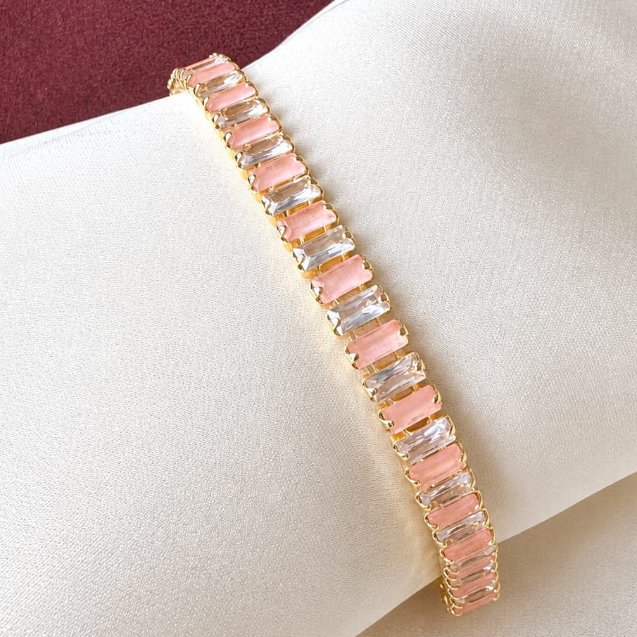 TFC Size 2.2 Gold Plated Pink Mix Tennis Bracelet