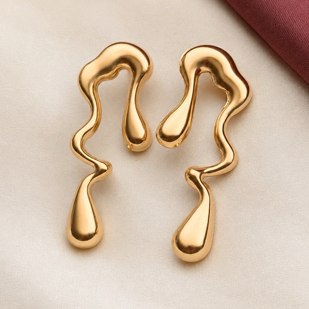 TFC Big Trendy Gold Plated Stud Earrings