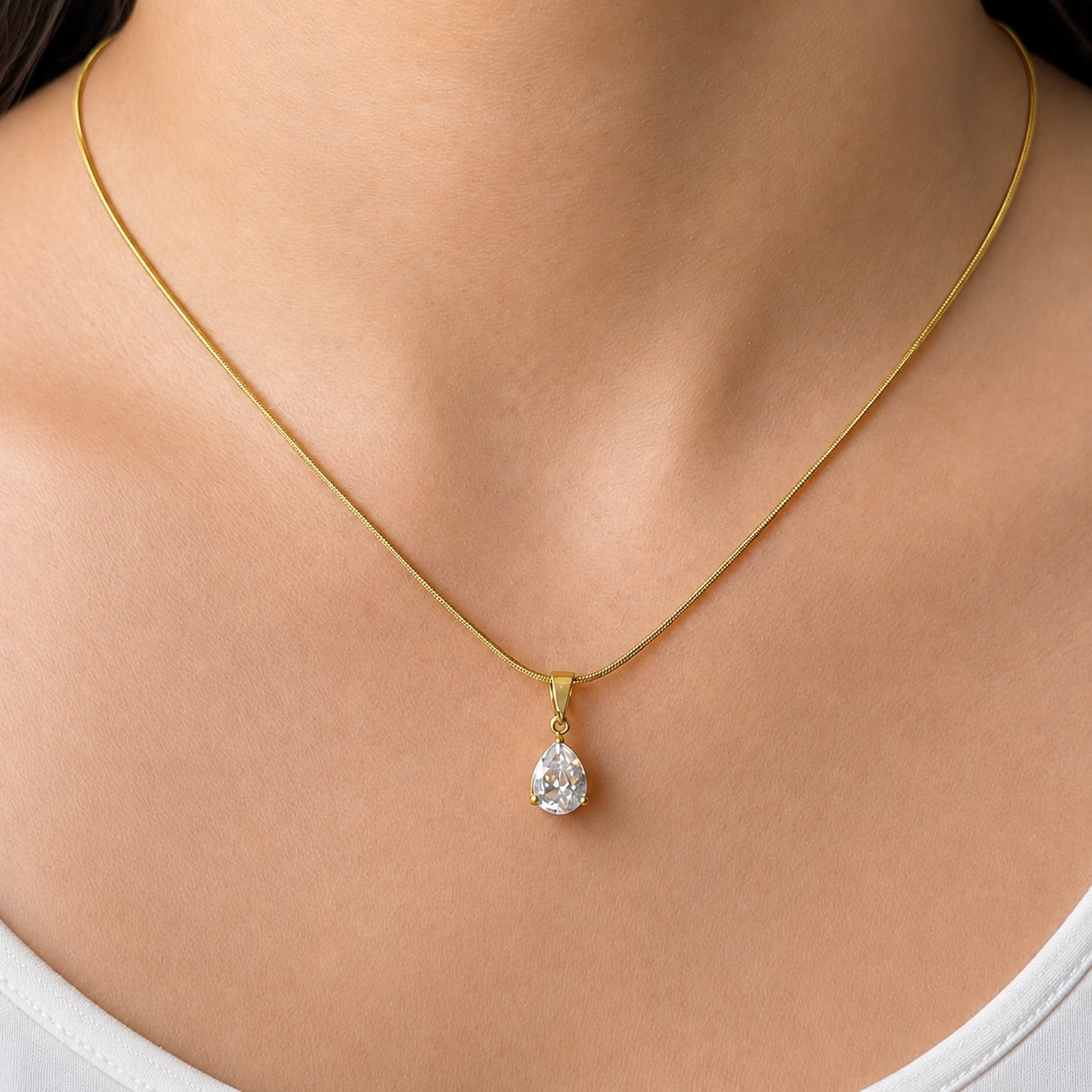 TFC Mega Drop Gold Plated Pendant Necklace
