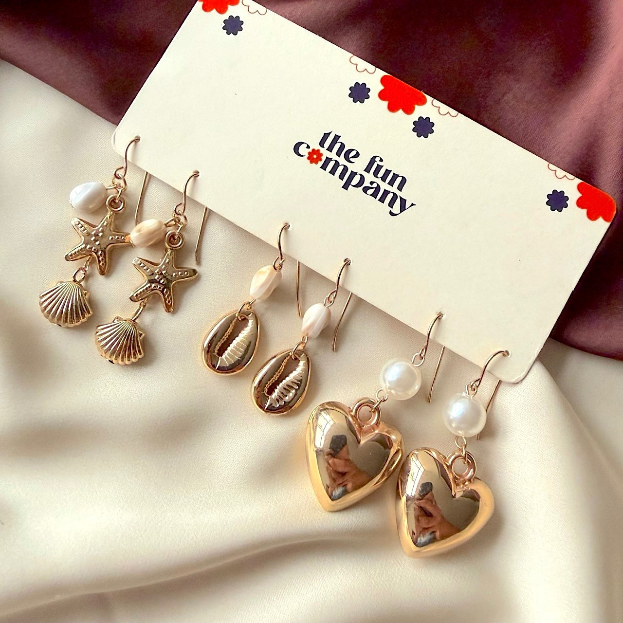 TFC Seashell Combo Gold Plated Earrings