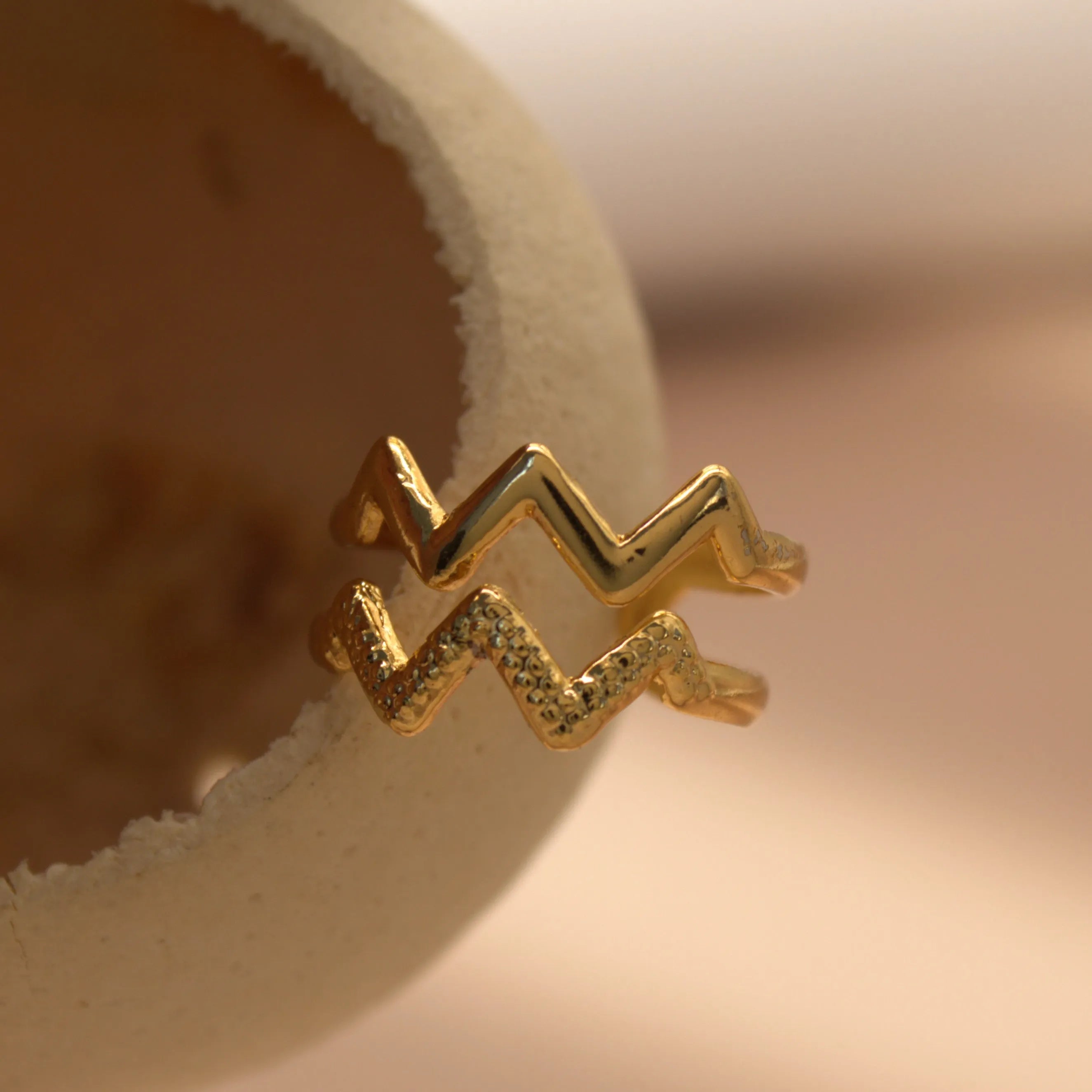 TFC Zigzag Gold Plated Adjustable Ring