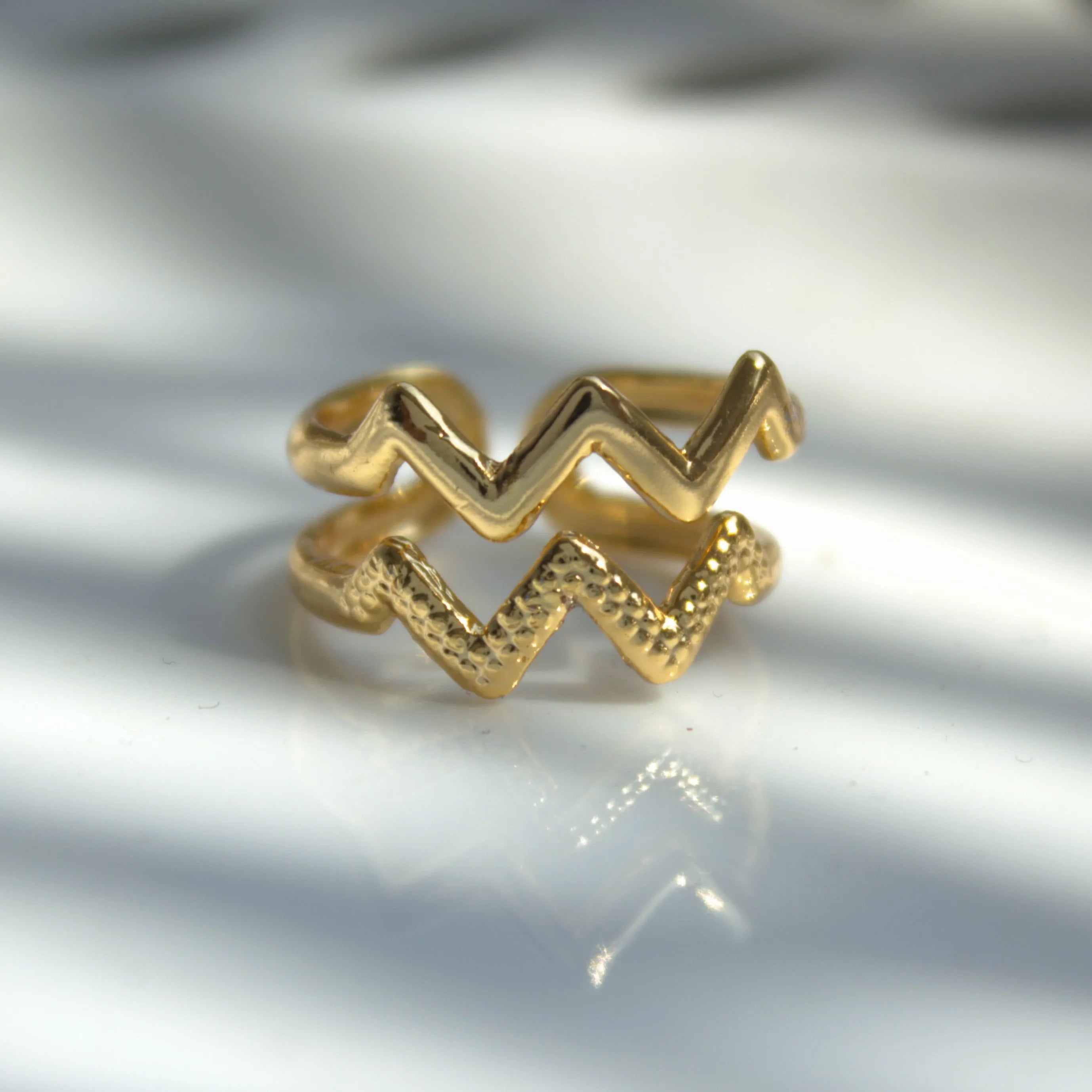 TFC Zigzag Gold Plated Adjustable Ring