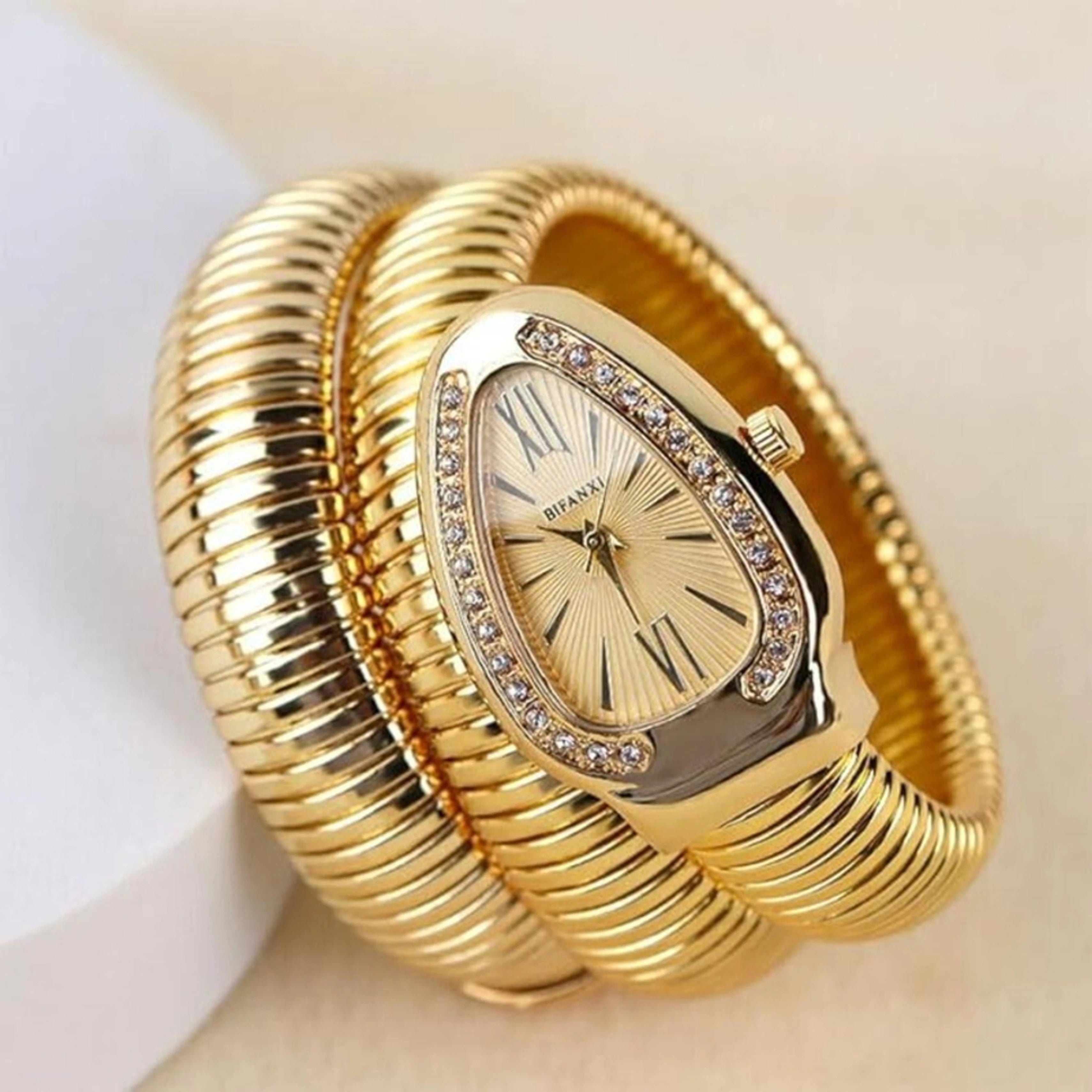 TFC Cream Stone Gold Plated Watch