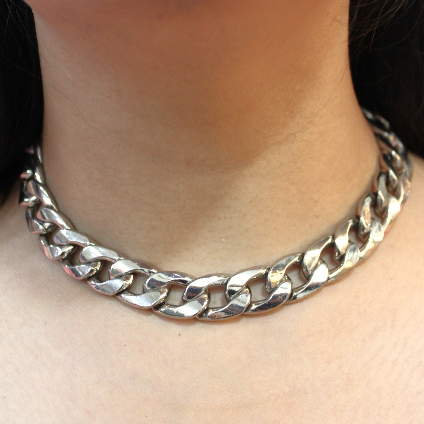 TFC Chunky Thick Chain Silver Plated Necklace