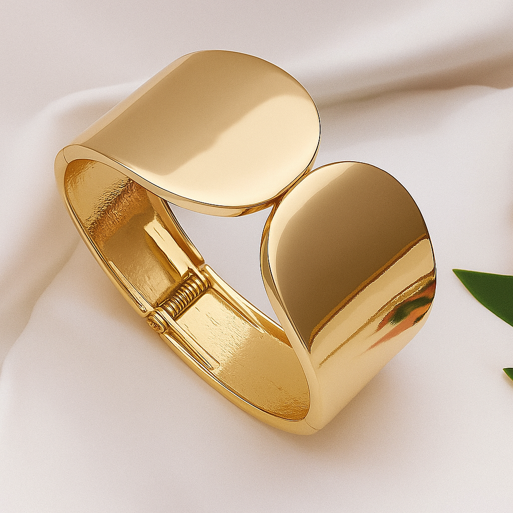 TFC Size 2.6 Oval Curve Gold Plated Bracelet Bangle