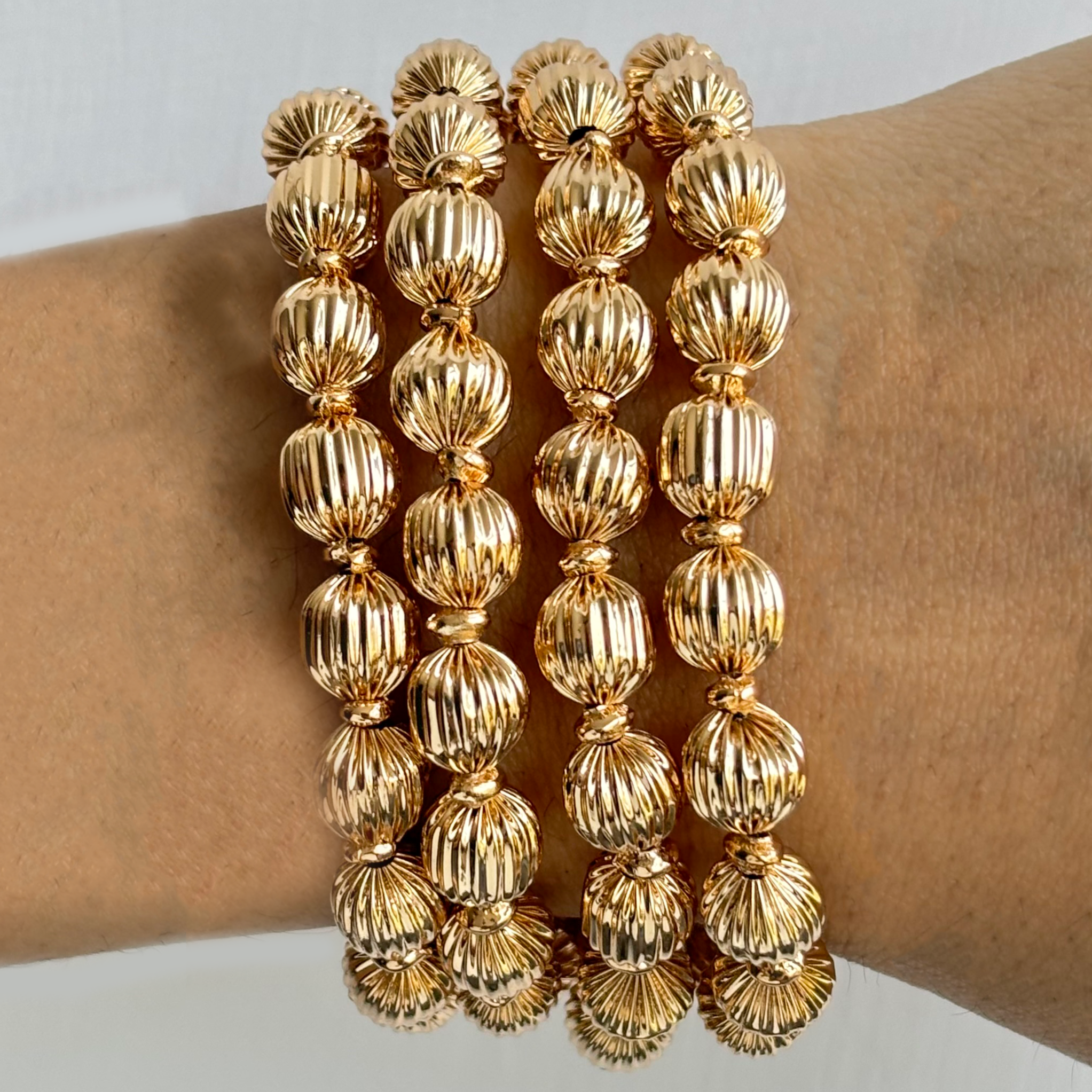 TFC Vortex Small Bead Gold Plated Stacked Bracelet (Set of 4)