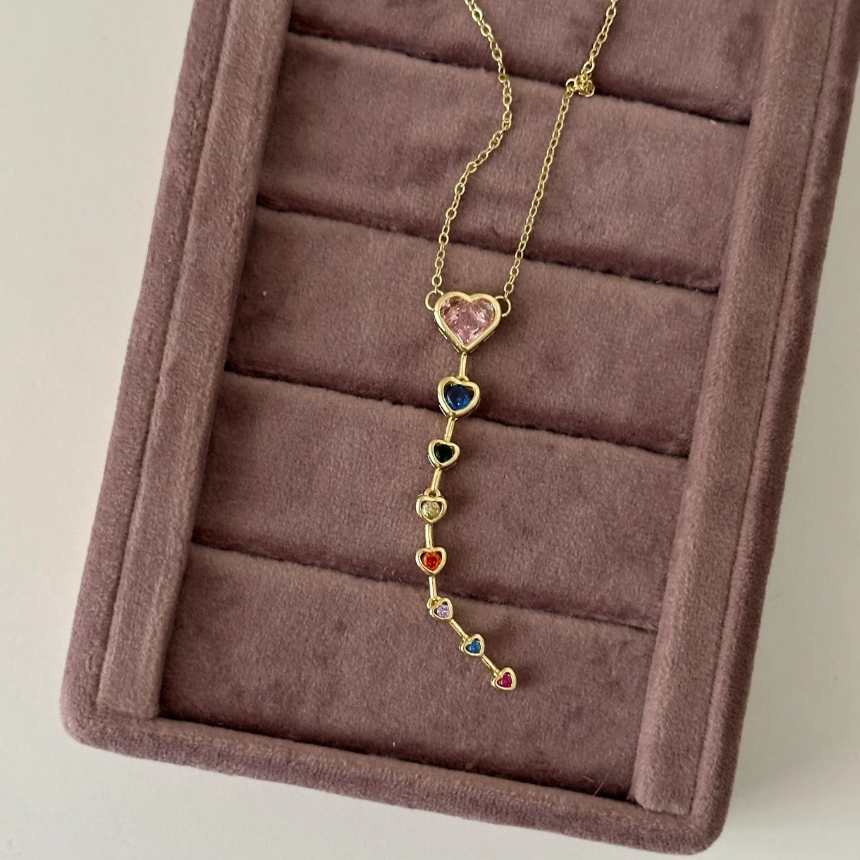 TFC Heart Shape Stone Line Gold Plated Necklace