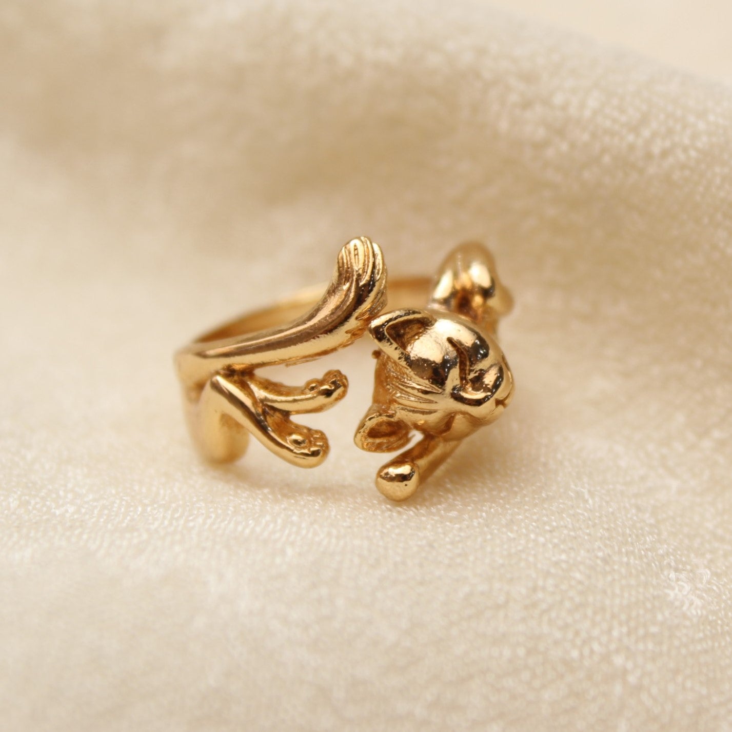 TFC 24K Kitty Cat Gold Plated Adjustable Ring