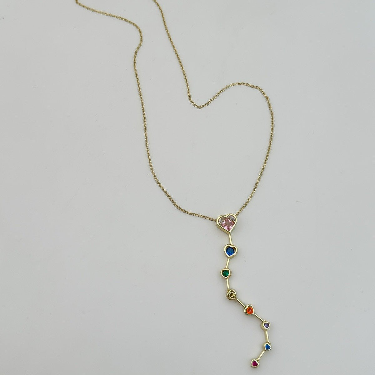 TFC Heart Shape Stone Line Gold Plated Necklace