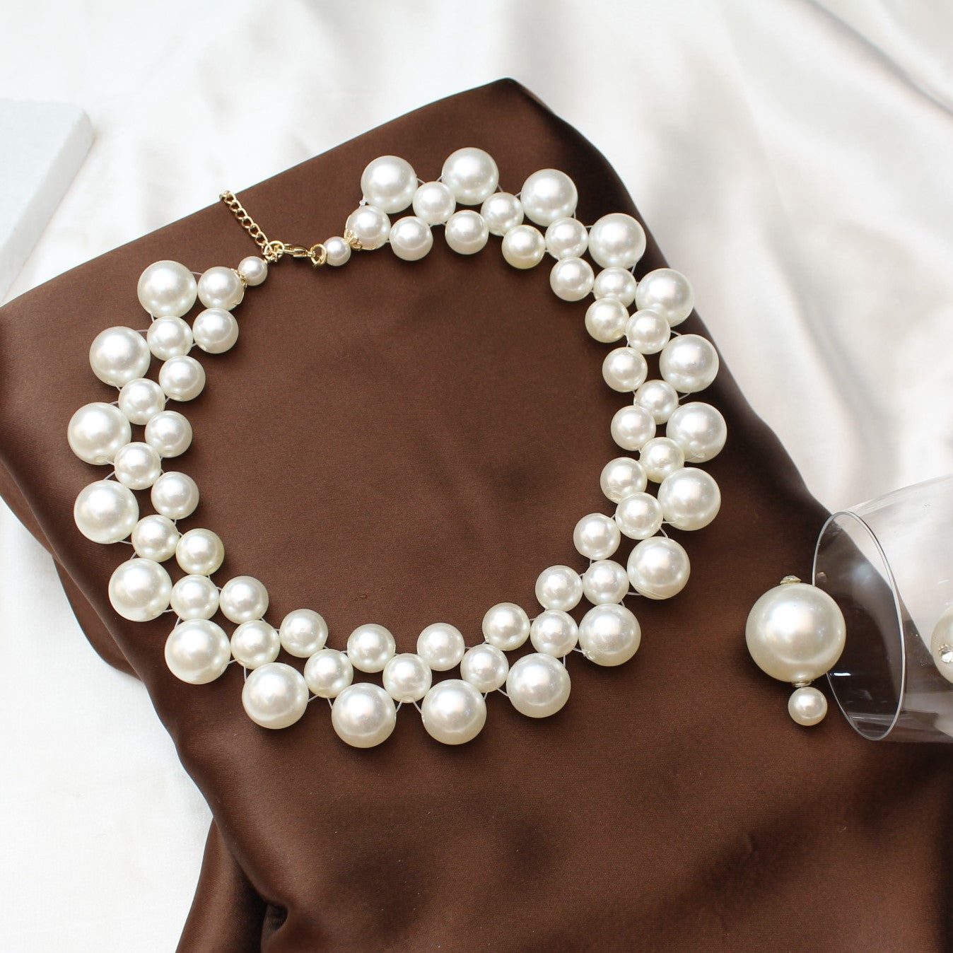 TFC Bold Pearl Collar Gold Plated Necklace