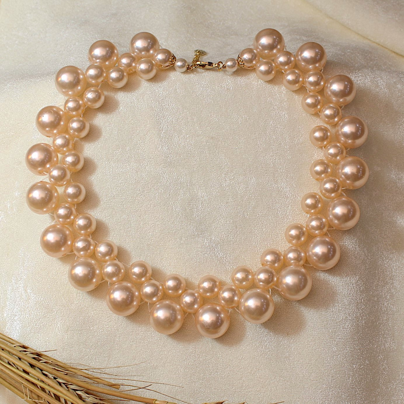 TFC Pink Pearl Collar Statement Necklace