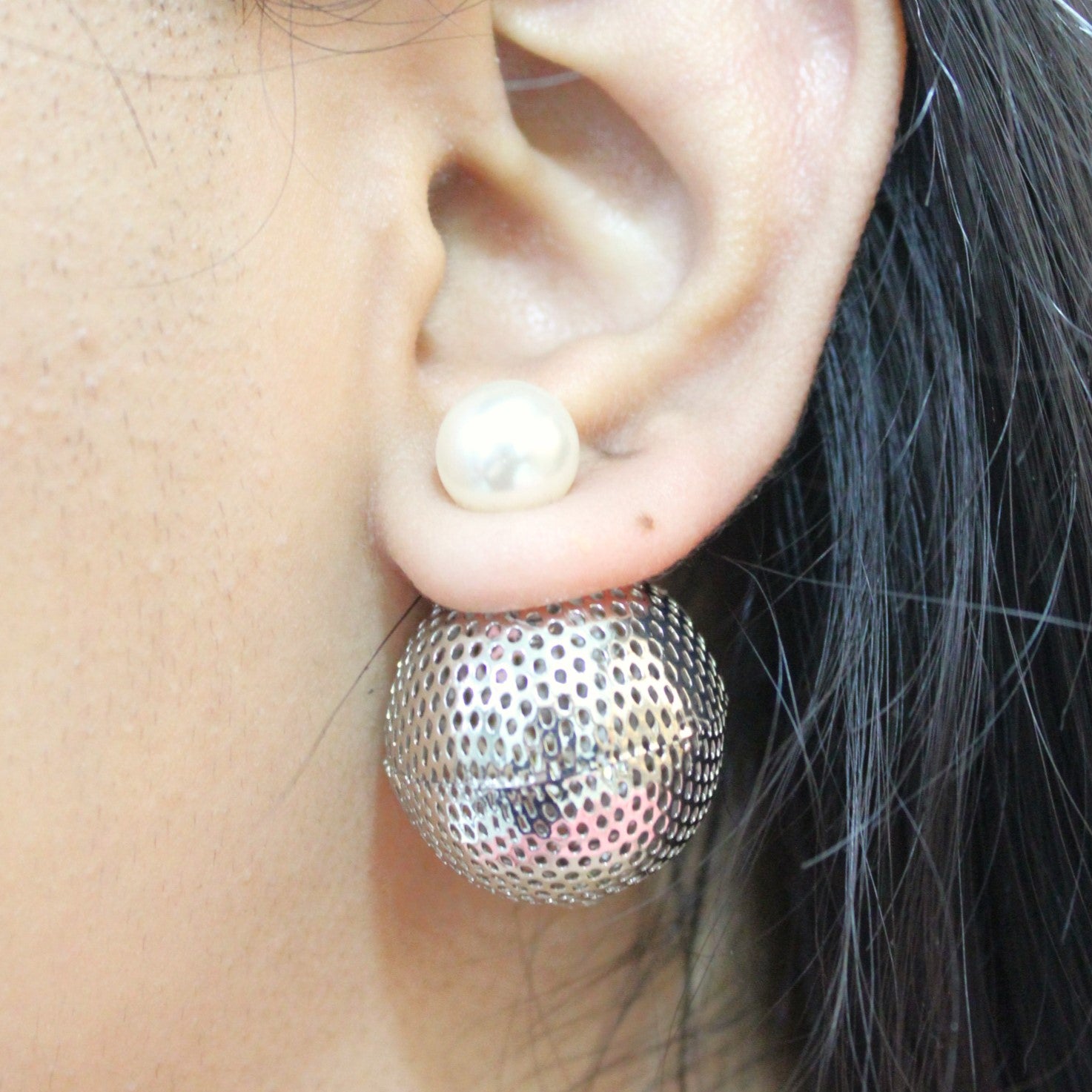 TFC Party Multiway Pearl & Silver Plated Stud Earrings